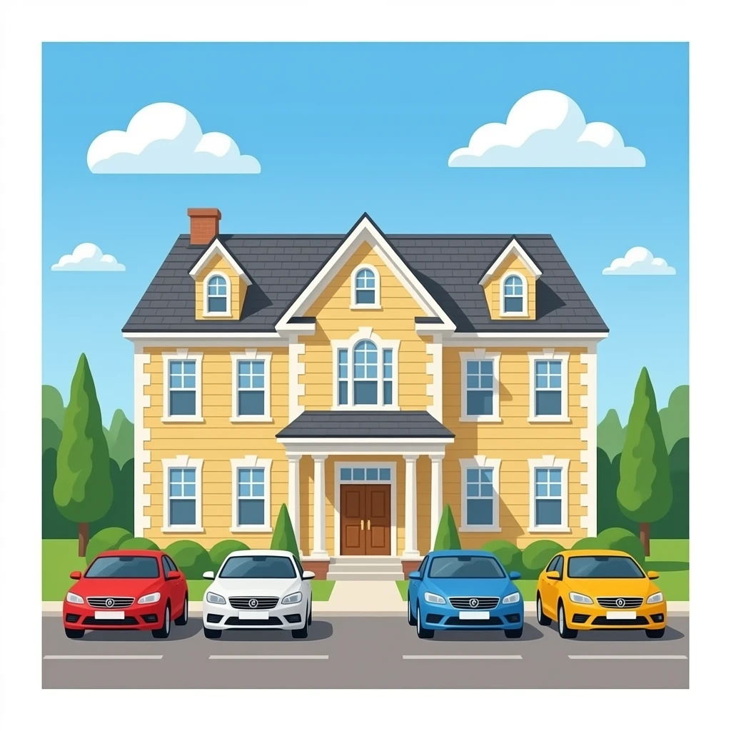Giant house with cars emoji