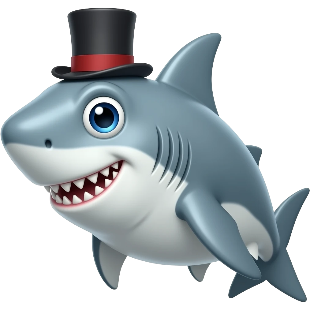 Shark with a top hat emoji