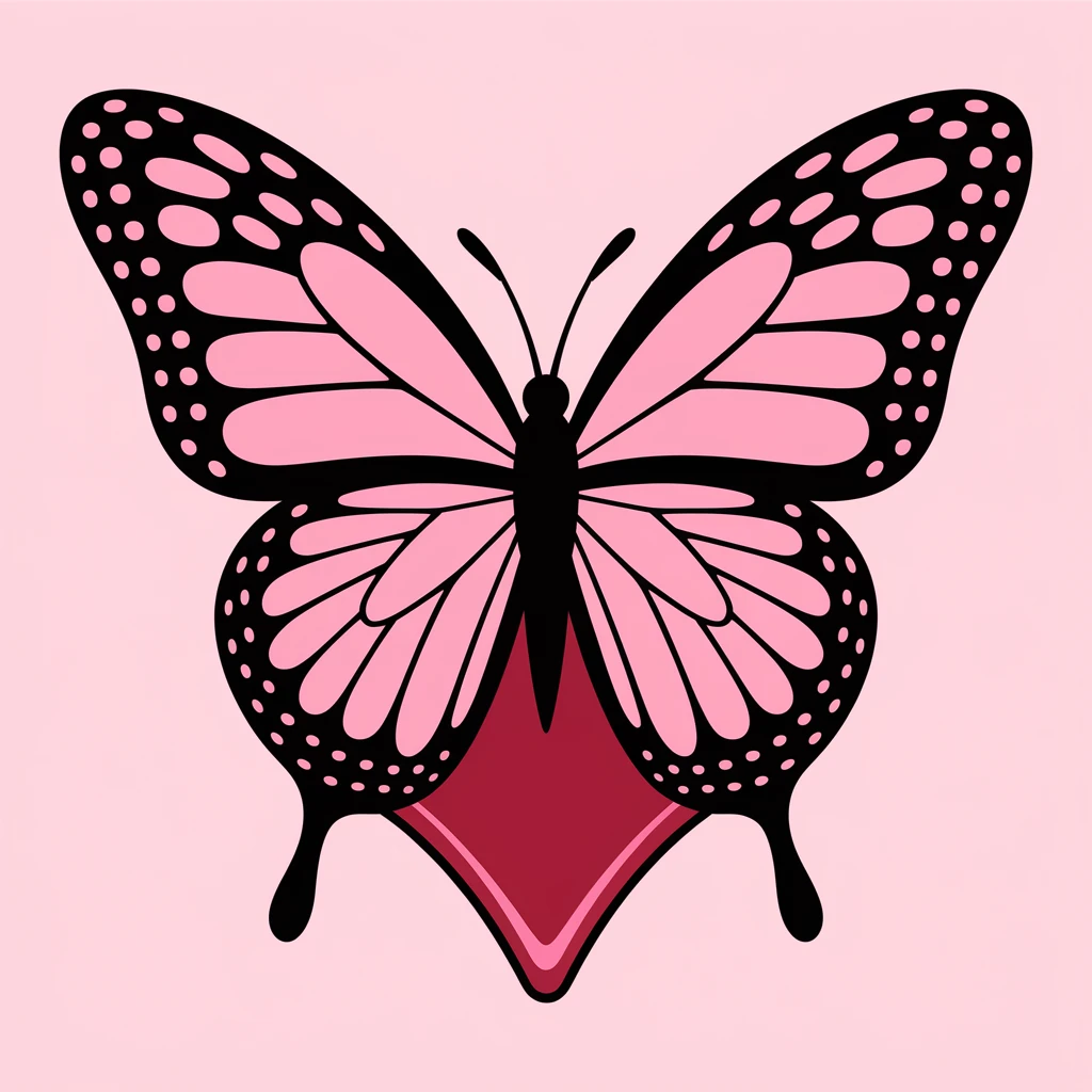 gothic heart with a black butterfly emoji