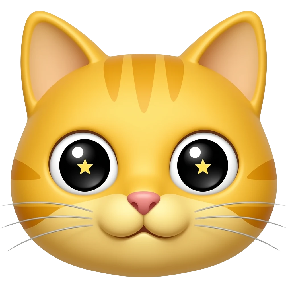 Gato amarillo con ojos estrellas emoji