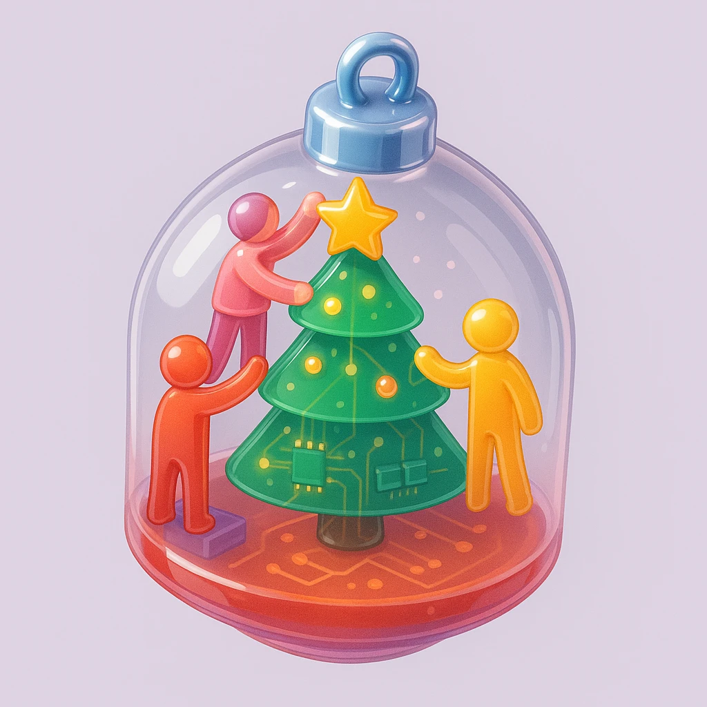 people decorating a Christmas tree emoji