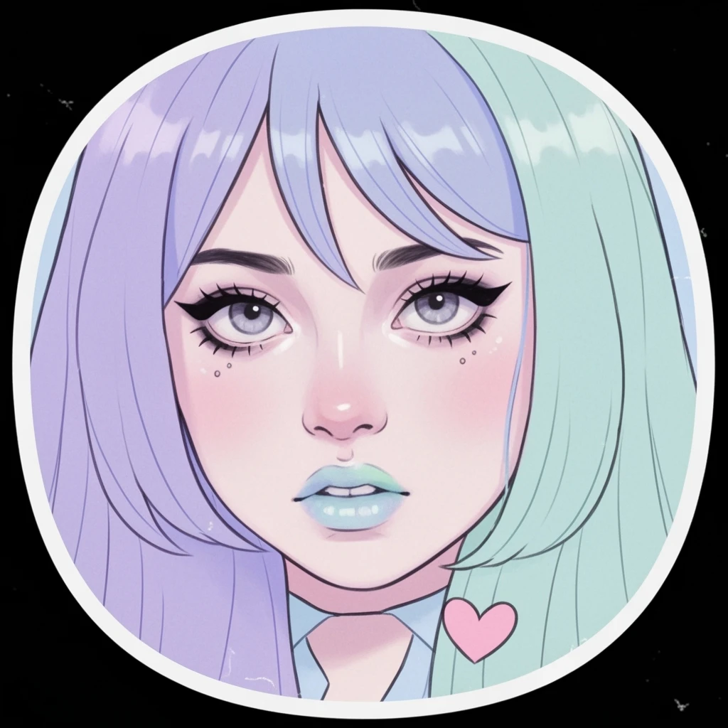 pastel emo profile picture with a heart accent, cute, expressive, minimal, variation 2 emoji