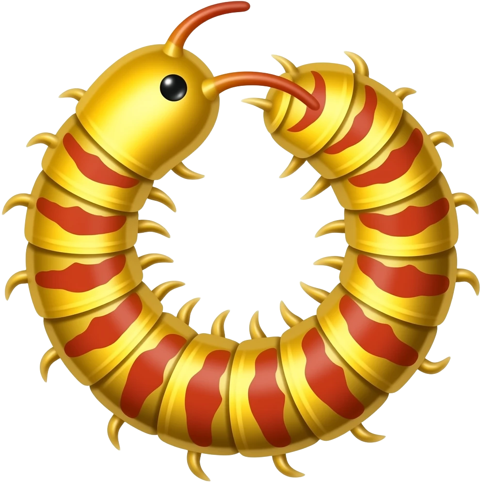 cienpies amarillo con rojo emoji