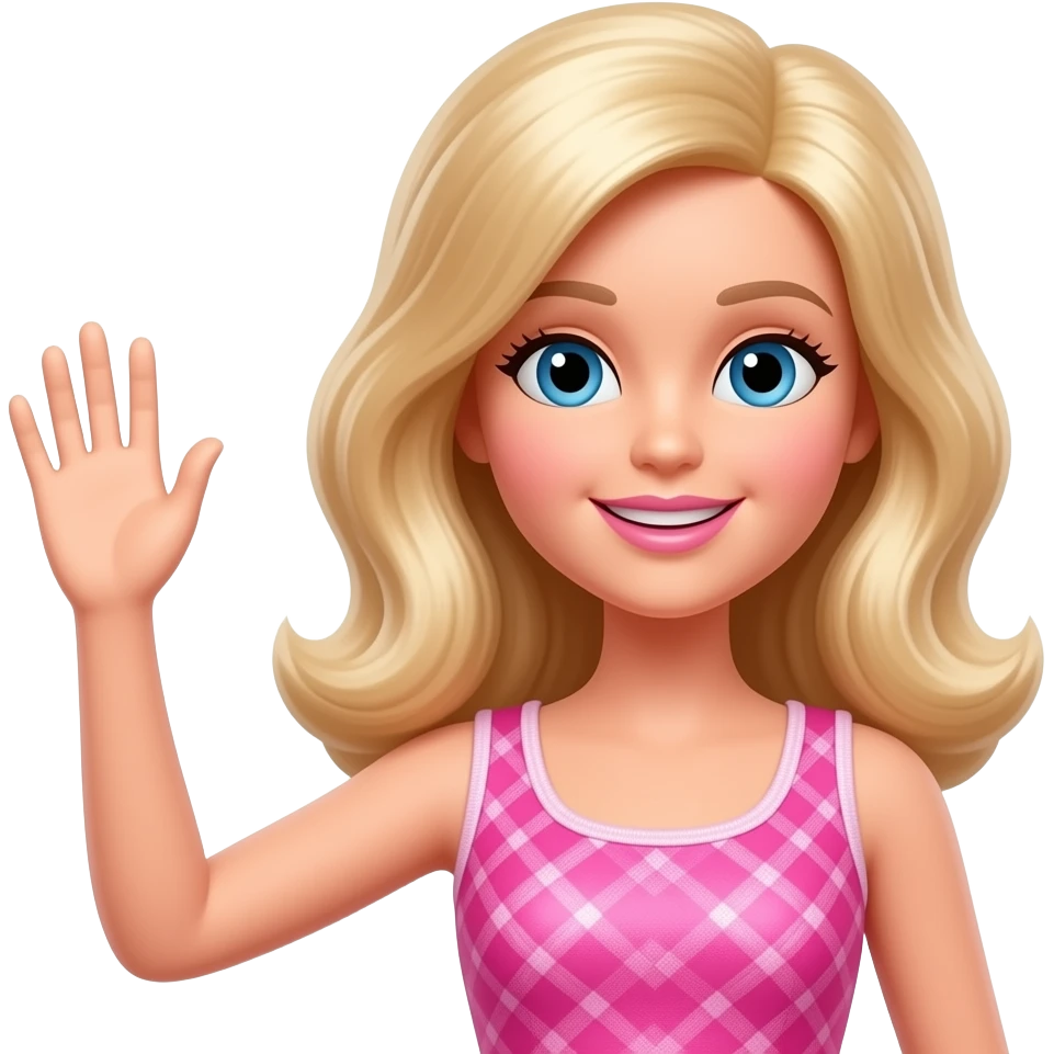 hand wave barbie pink emoji