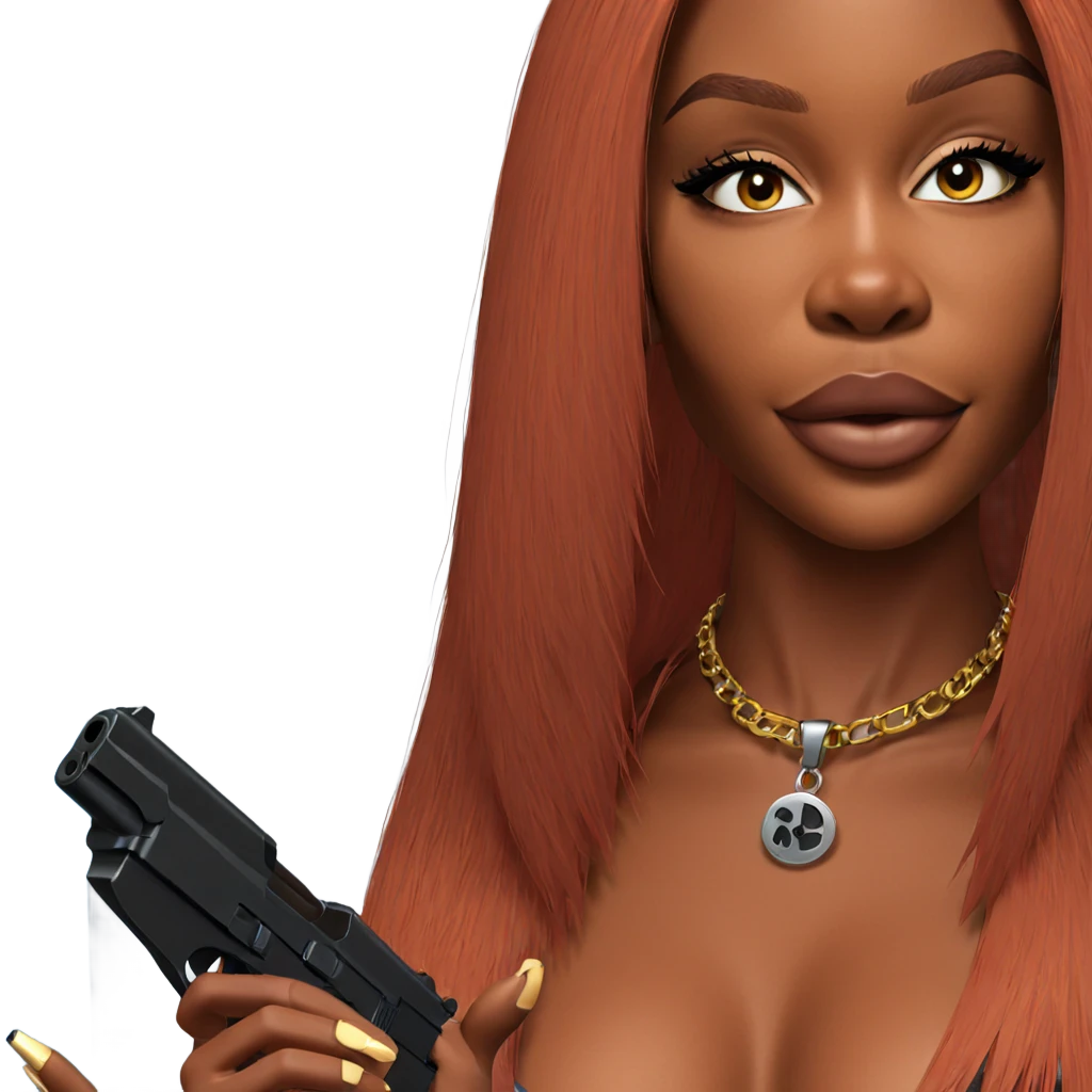 dark-skinned girl with gun emoji