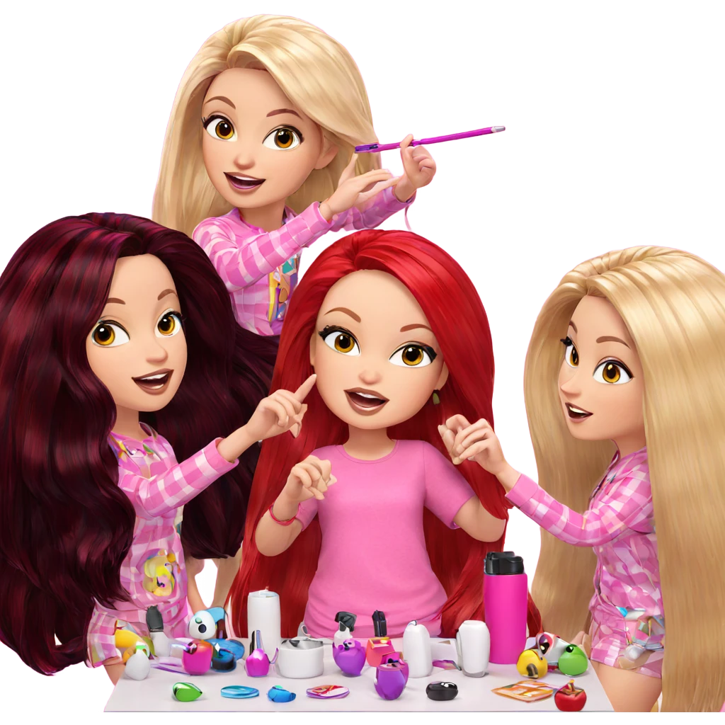 colorful girls with vibrant hair emoji
