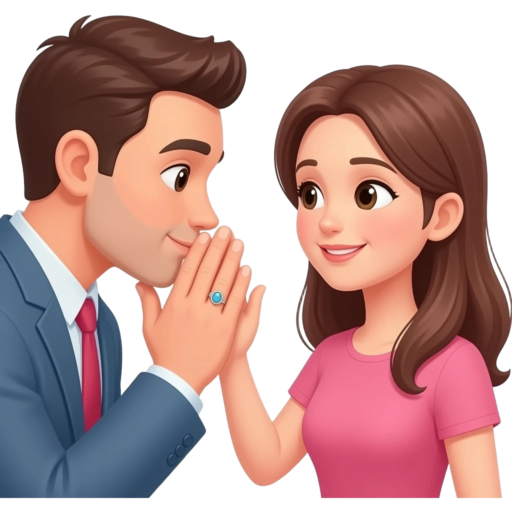 Eşinin yüzük taktığı elini öpen koca emoji