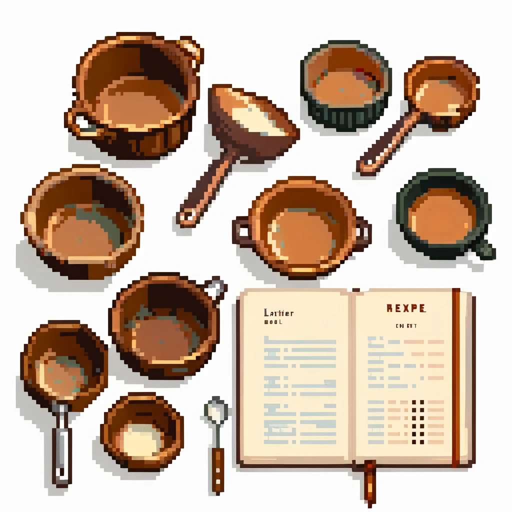 Ein erfahrener Bäcker mit kupfernen Rührschüsseln, emaillierten Messbechern und einem vintage Rezeptbuch aus Leder. Die UI-Elemente imitieren Papier, Leder und Metall – Buttons wirken wie gestanzte Knöpfe, Tabs wie Registerkarten.



 emoji