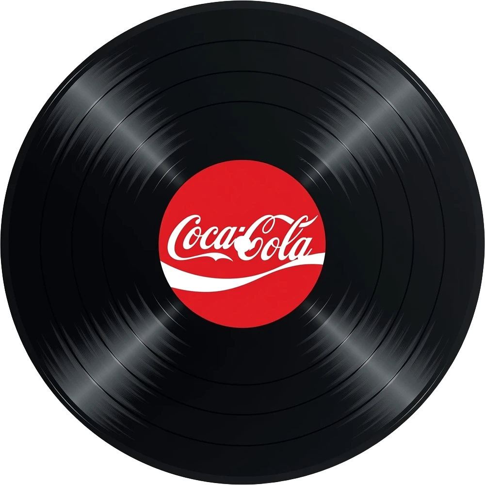 A cocacola Vinyl. the center label is the logo emoji