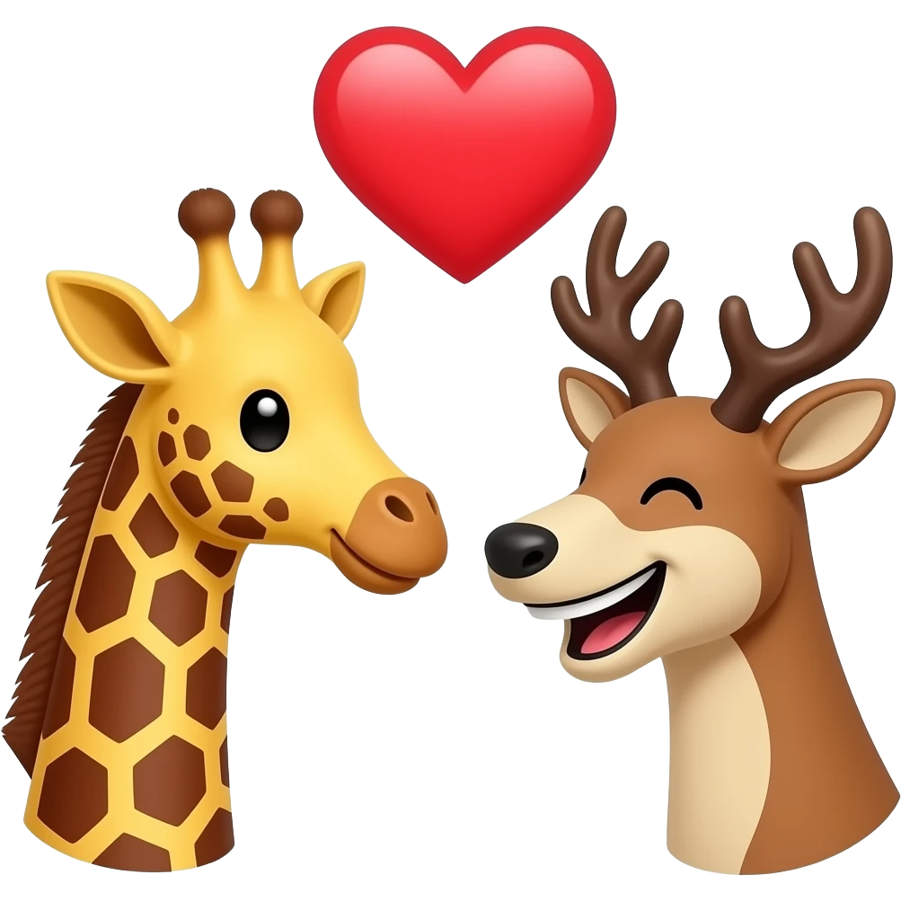 Einfacher Giraffenkopf und Elchkopf schauen sich an und lachen herzlich emoji