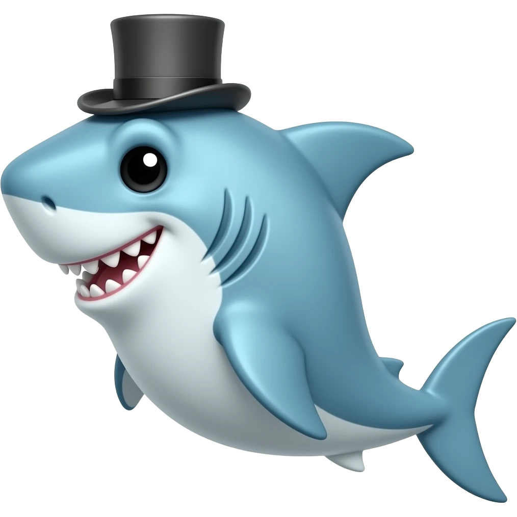 Shark with a top hat emoji