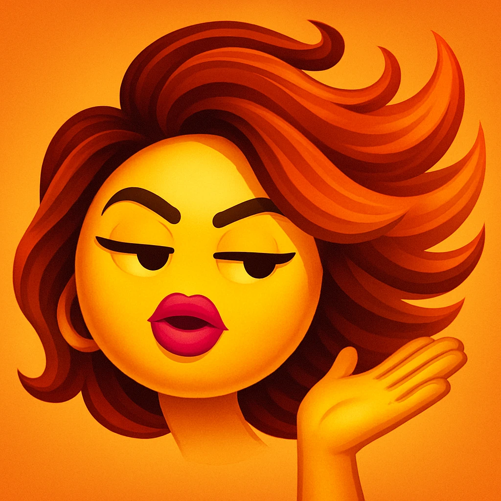 slay emoji with dramatic hair flip emoji