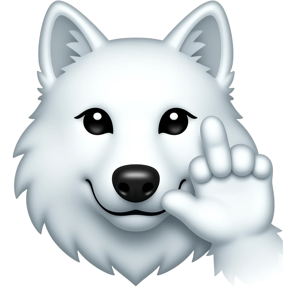 White wolf head with saluting paw emoji