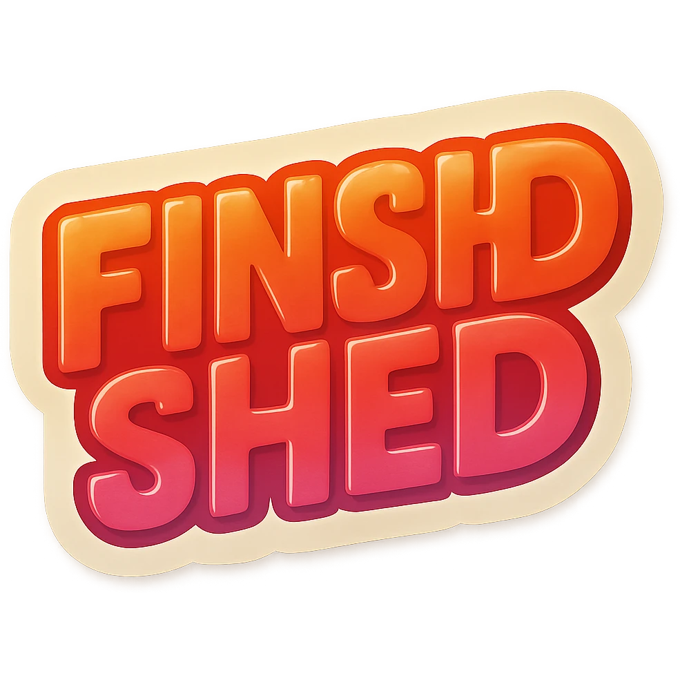 the word 'finished' as a standalone icon in retro stickers style emoji