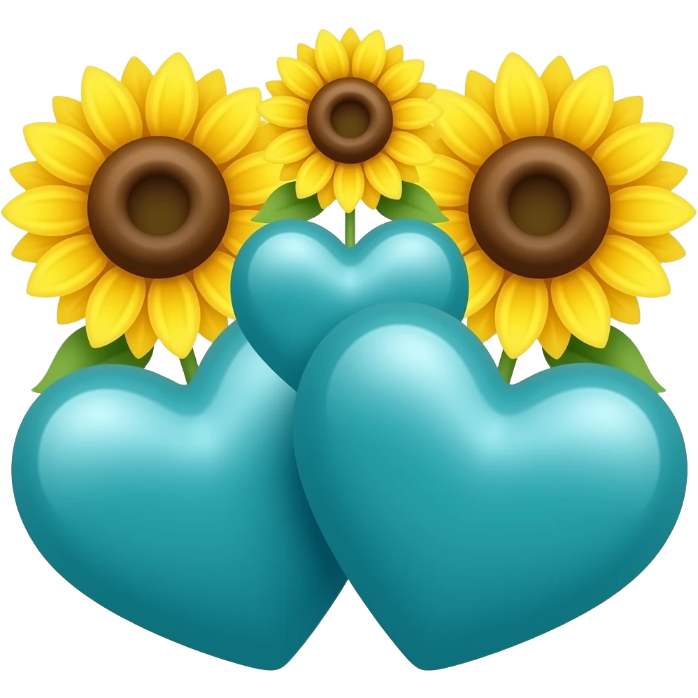 teal hearts together with sunflowers emoji