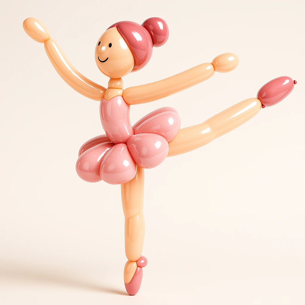 Capucina the ballerina, arabesque pose, classic ballet attire, light pinks and whites, dreamy and magical emoji