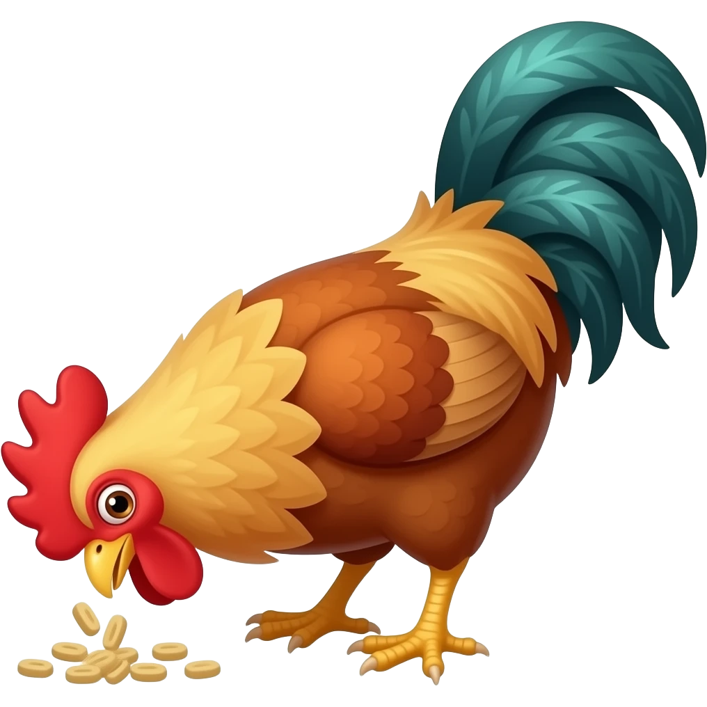 Cartoon rooster pecking emoji