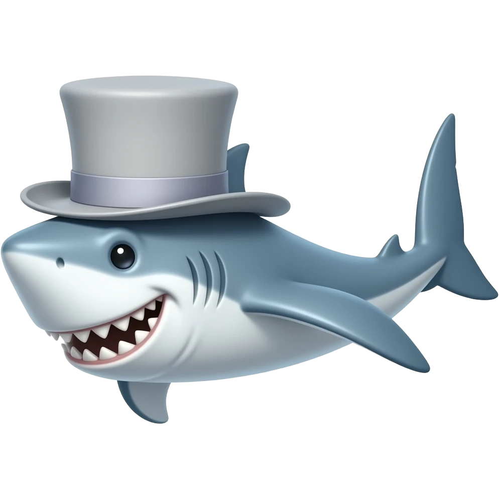 Shark with a top hat emoji