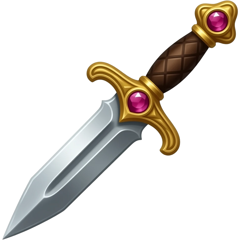 гострий  кинжал з вишуканою золотою рукояткою прикрашеною рубіном emoji