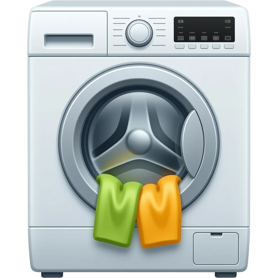 Lavadora con prendas de colores emoji
