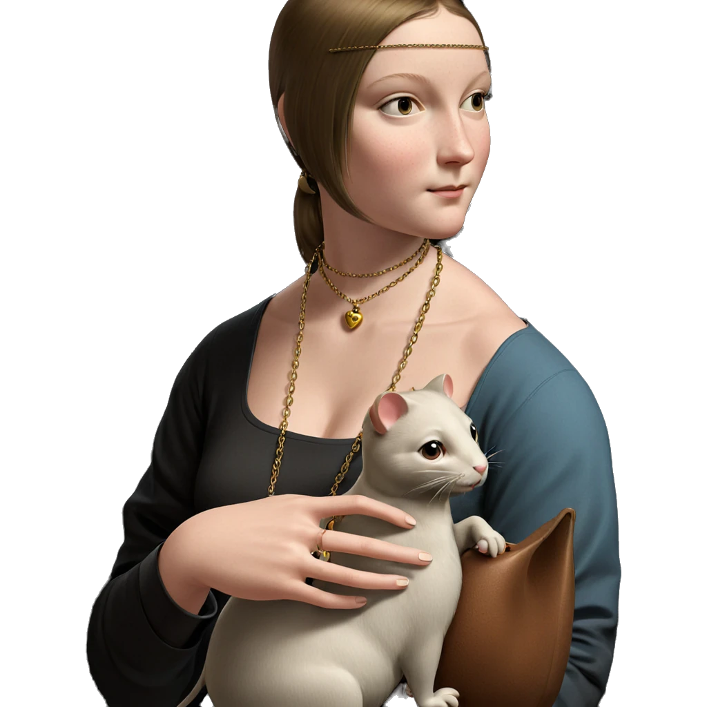 girl holding mouse and necklace emoji
