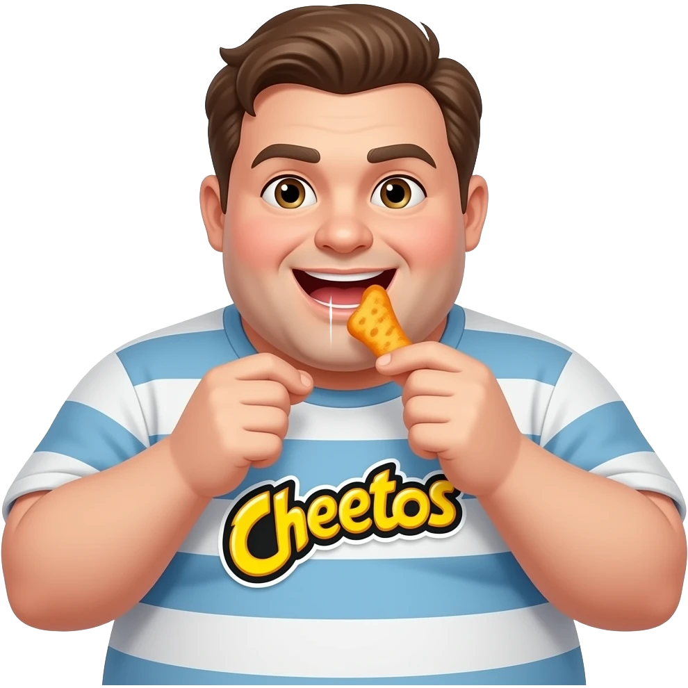 A fat man eating Cheetos emoji