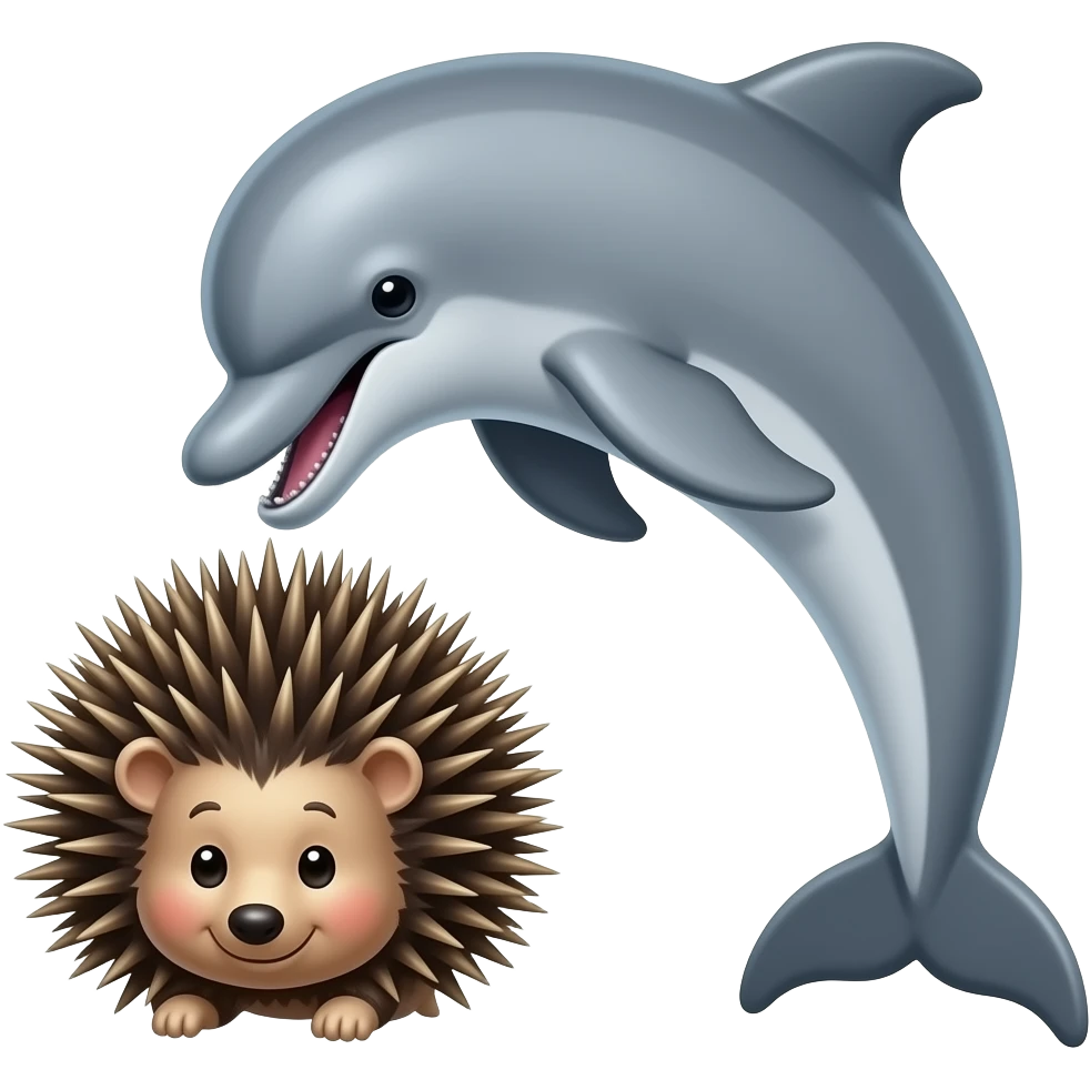 A dolphin banging a porcupine emoji