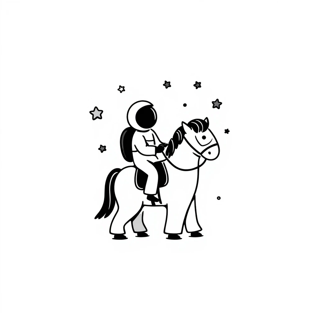 astronaut on horseback with stars in background emoji