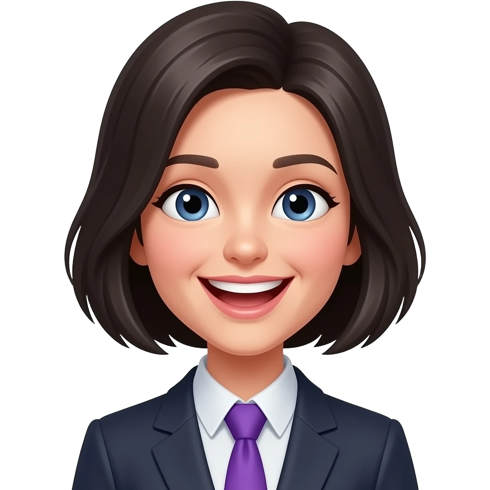 cute woman laughing wearing purple tie emoji