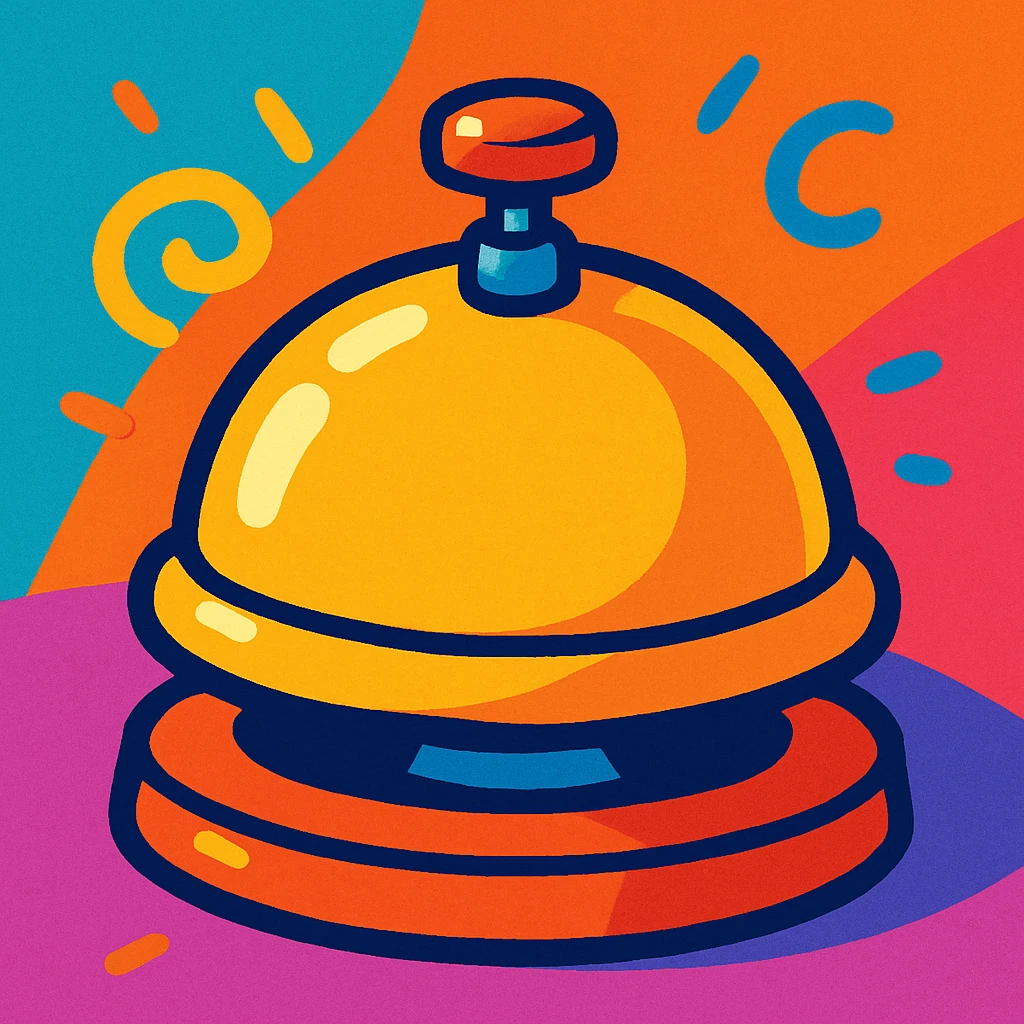counter bell, playful cartoon style, vibrant toon style emoji