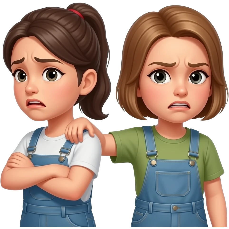 distant siblings giving cold soulder to each other arguing emoji