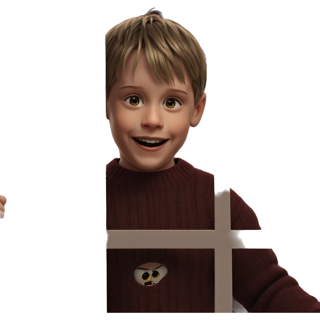 smiling boy in horror sweater emoji