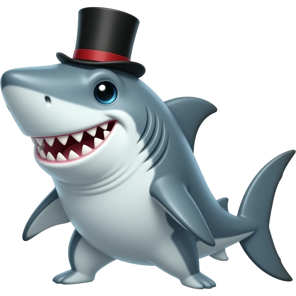 Shark with a top hat emoji