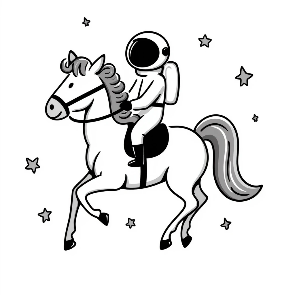 astronaut on horseback with stars in background emoji
