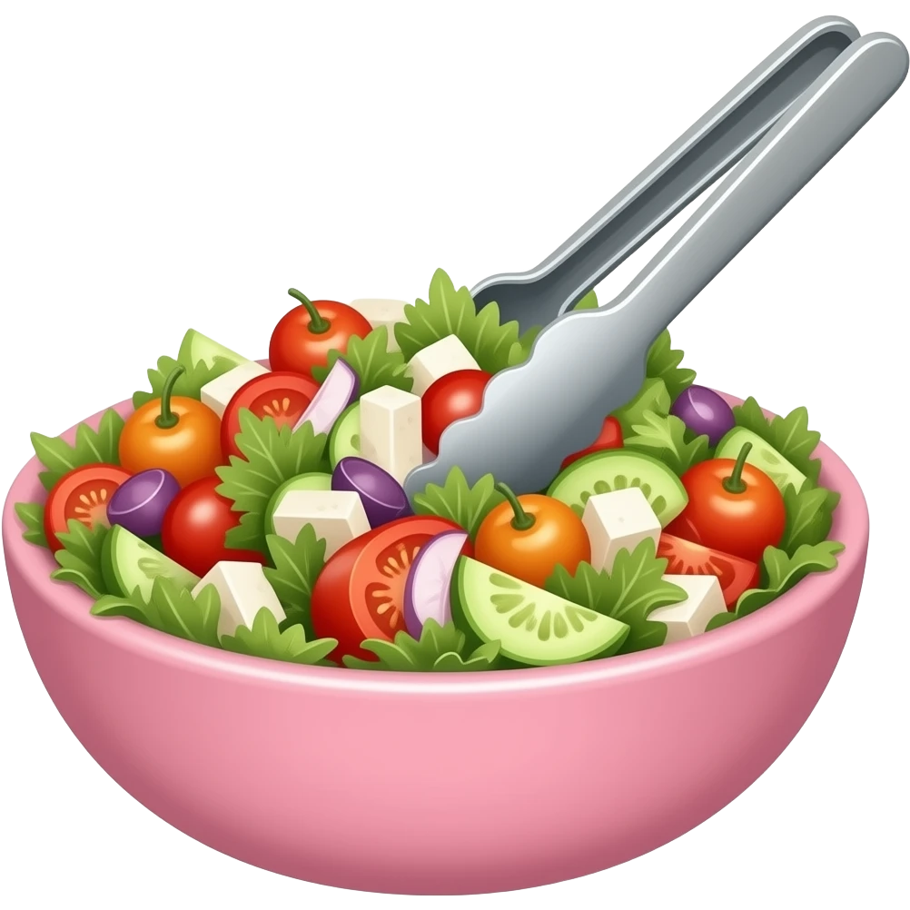 toss salad tongs greek salad pink bowl emoji
