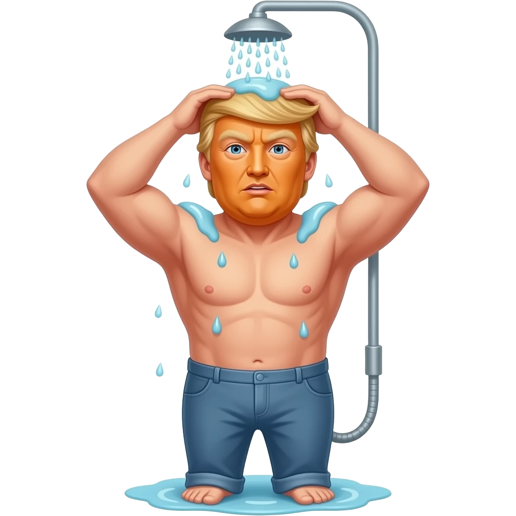 Donald Trump takes a shower without shirt and pants emoji