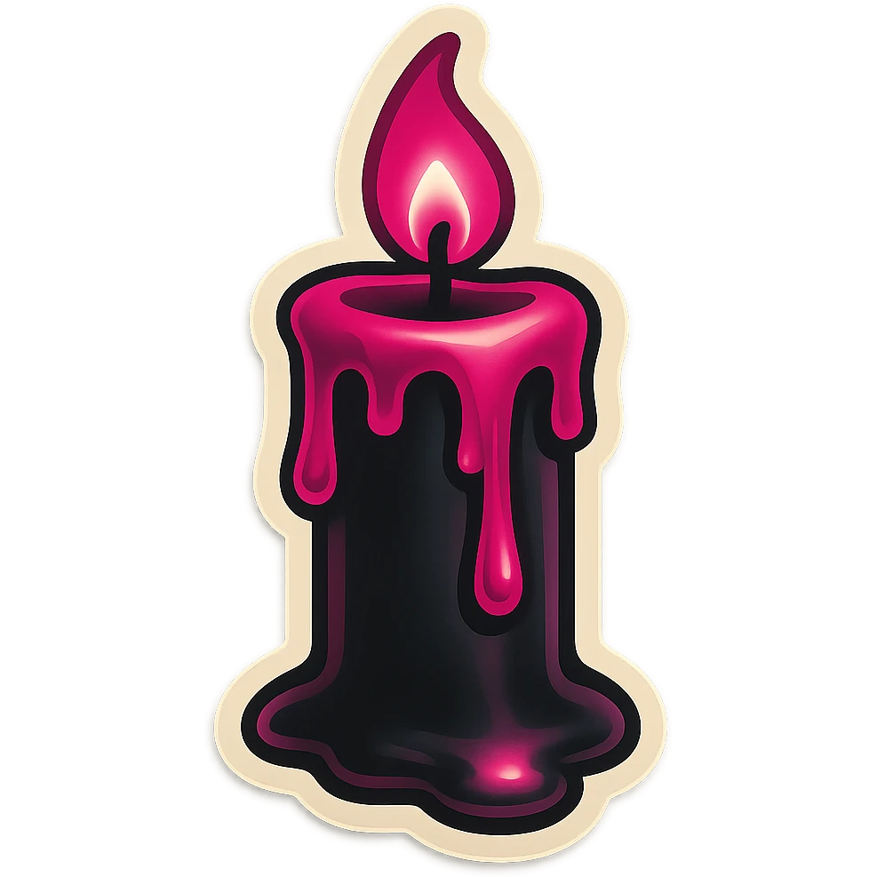 gothic candle, black and pink color scheme emoji