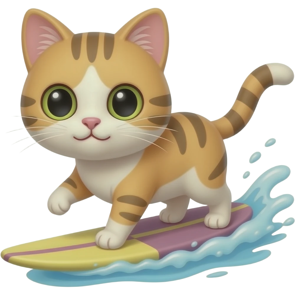 cute cat surfing emoji