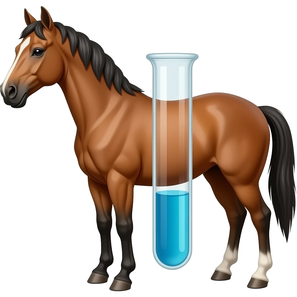 Test tube with legs on a horse emoji