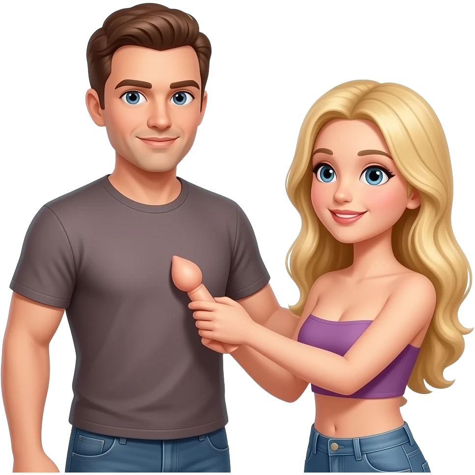 Blond woman strapless dildo pegging  a man emoji