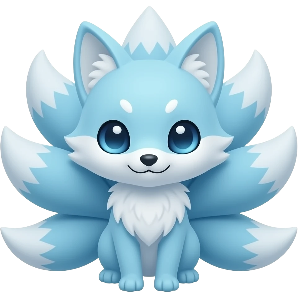 Baby blue kitsune nine tails emoji