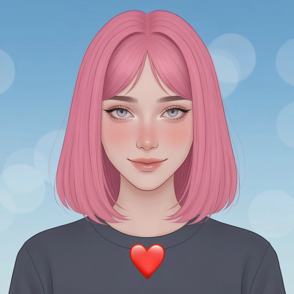 pastel emo profile picture with a heart accent, cute, expressive, minimal, variation 2 emoji