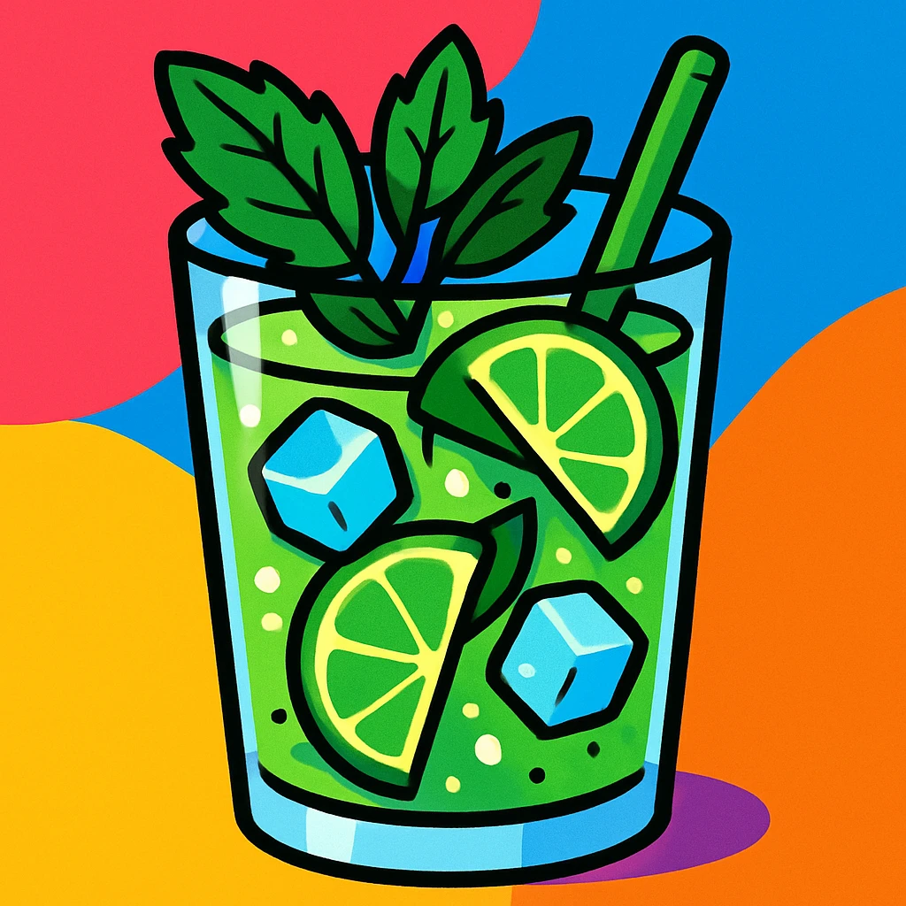 a glass of mojito, vibrant illustration emoji