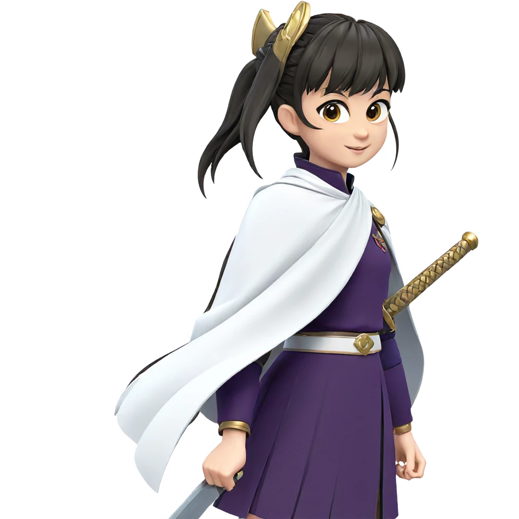 smiling girl with sword emoji