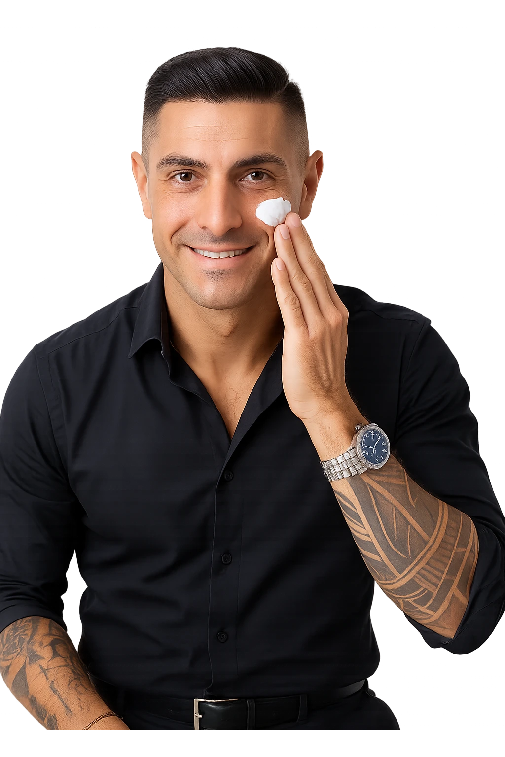 uomo che si spalma la crema emoji