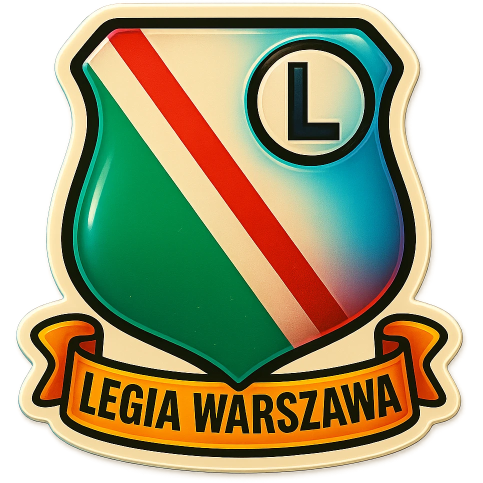 Herb Legii Warszawa with a clear letter L in the center, retro style with aging effect, maintain transparent background, vintage look with worn textures. emoji