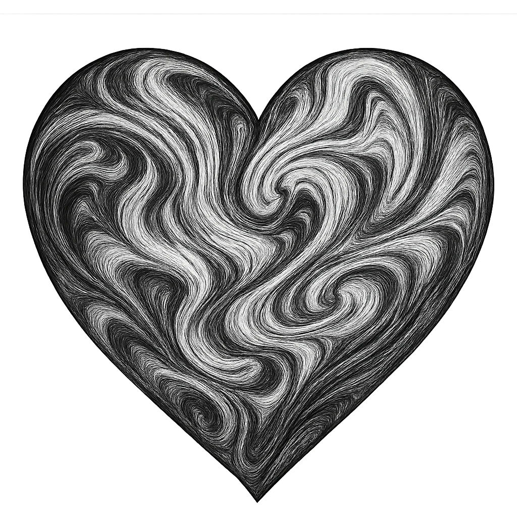 heart with a swirling ink marble, digital illustration emoji