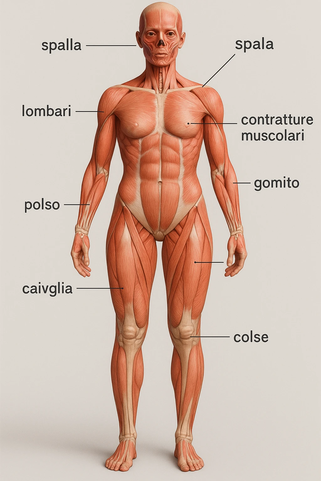 donna con infortuni e contratture frequenti in 3D immagine medica in italiano  emoji