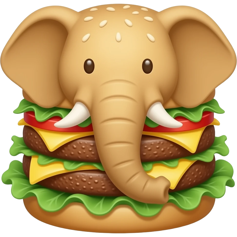 Veggie burger and an elephant emoji