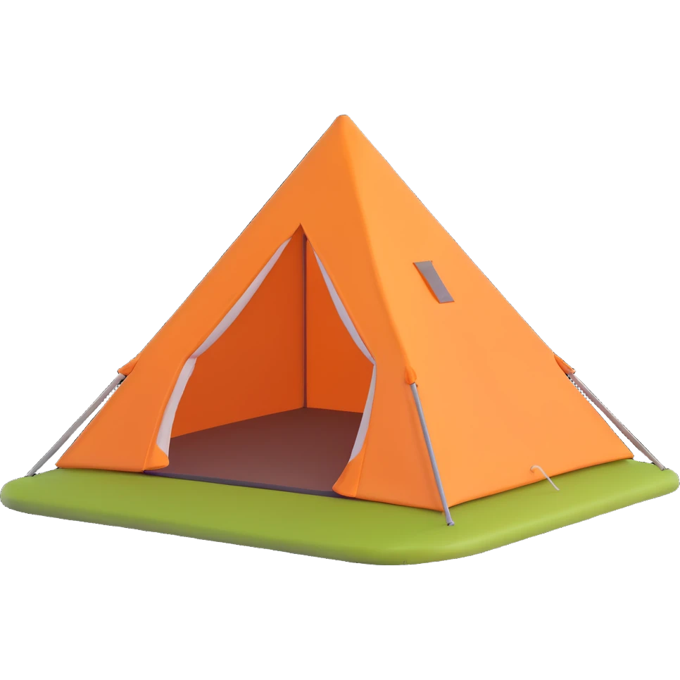 aesthetic tent, pink, 3D style, cozy and modern, soft glow emoji